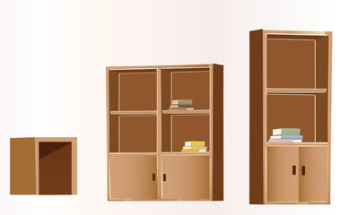 wood bookshelf, Cabinet vector