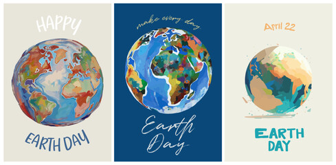 Happy Earth Day typographic posters design. Vector illustration for social, banner or card.