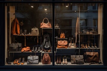 Shop Window with Bags and Shoes, AI Generated