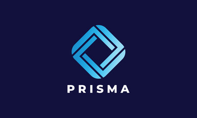 Logo vector prisma diamond blue color concept minimalism creative modern style
