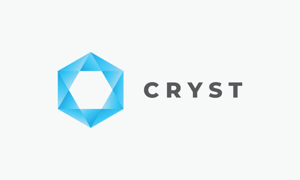 Logo vector hexagonal blue color minimalist concept technology secure design