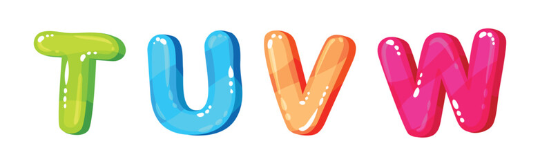 Funny Bright Letters of Children Alphabet Vector Set