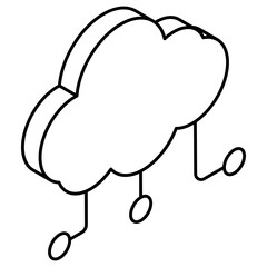 Premium download icon of cloud networking