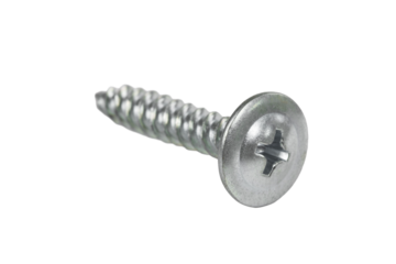 screws and self-tapping screws made of white metal, isolate on a white background, space for text