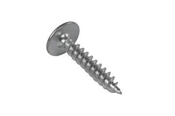 screws and self-tapping screws made of white metal, isolate on a white background, space for text