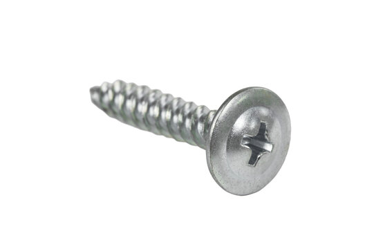 screws and self-tapping screws made of white metal, isolate on a white background, space for text - Powered by Adobe