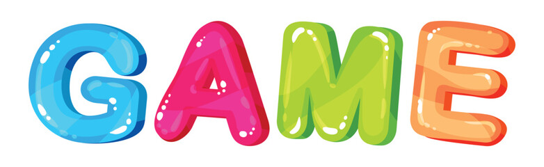 Color Inscription Logo for Children Game Area with Bubble Rainbow Letters Vector Illustration