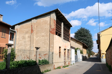 Fototapeta na wymiar Linarolo characteristic village houses church vision panorama landscape art history