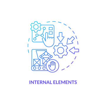 Internal elements blue gradient blue gradient concept icon. Setup time reduction. SMED method abstract idea thin line illustration. Isolated outline drawing. Myriad Pro-Bold fonts used