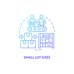 Small lot sizes blue gradient concept icon. Operations management. Storage cost reduction abstract idea thin line illustration. Isolated outline drawing. Myriad Pro-Bold fonts used