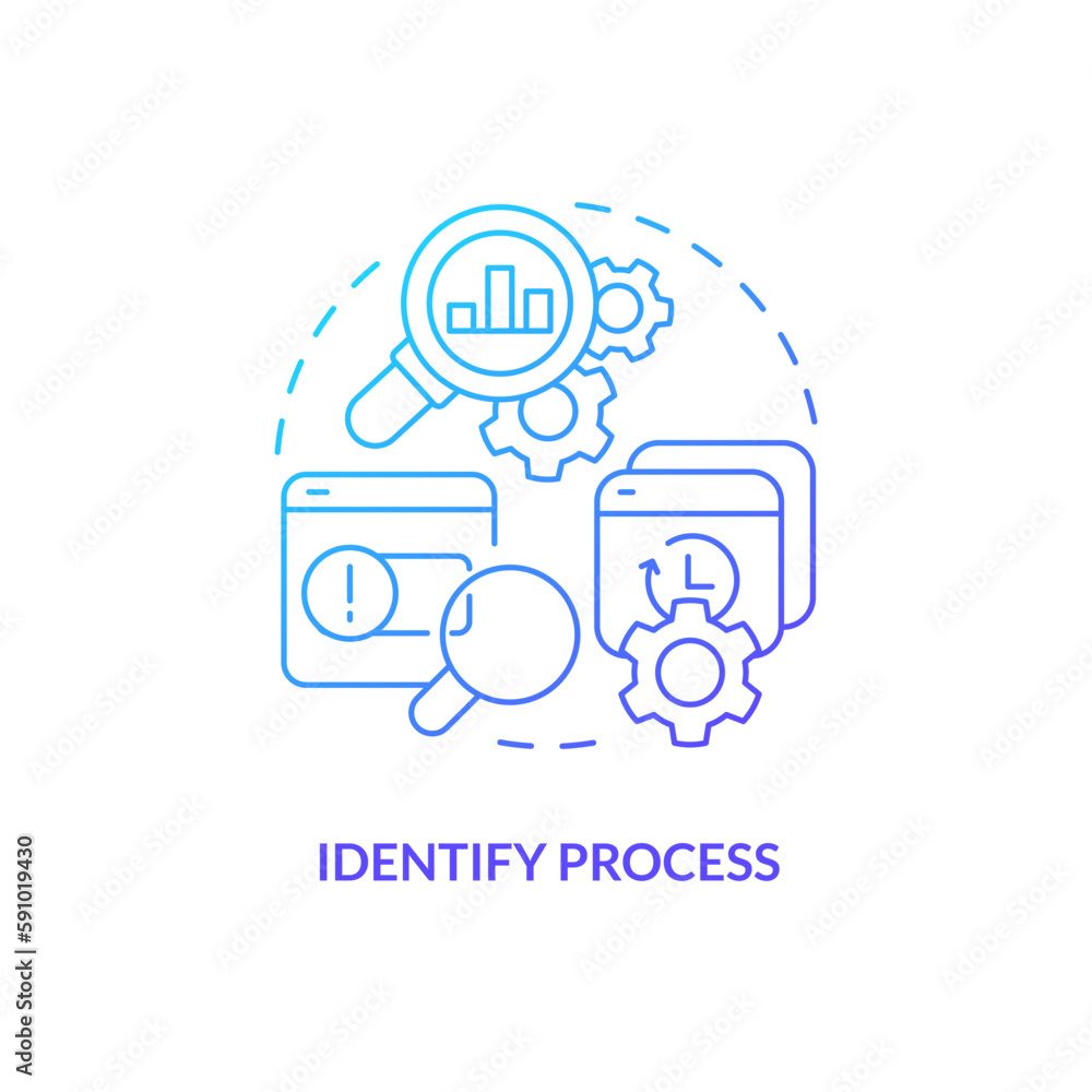 Poster identify process blue gradient concept icon. smed usage. lean management. performance improvement ab