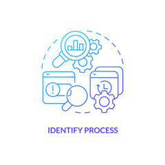 Identify process blue gradient concept icon. SMED usage. Lean management. Performance improvement abstract idea thin line illustration. Isolated outline drawing. Myriad Pro-Bold fonts used