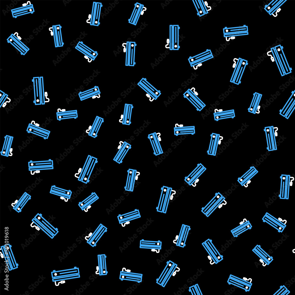 Poster line video game console icon isolated seamless pattern on black background. vector