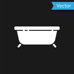 White Bathtub icon isolated on black background. Vector Illustration