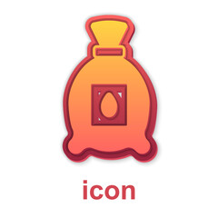 Gold Pack full of seeds of a specific plant icon isolated on white background. Vector