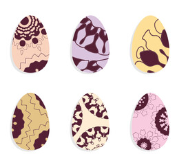 set of easter eggs isolated on  white