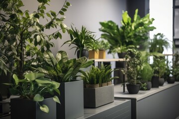 indoor plants and greenery in an office setting, bringing nature indoors, created with generative ai