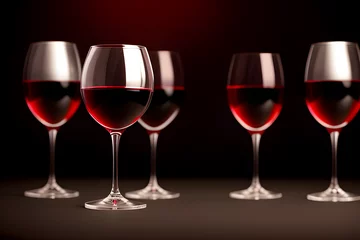 Fotobehang Glass of red wine on black background. © Floor