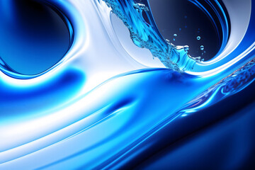躍動感のあるブルーの液体　飲料水　美容液
