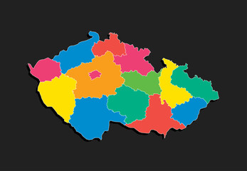 Vector map country Czech divided on regions