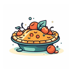 Vector of fruit pies isolated on a white background