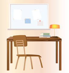 Office Room, Study room vector, Interior office room