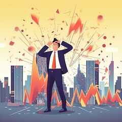 Crisis crash economy with a busines or investor in panic, Generative AI