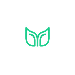 M Leaf Logo Design. Initial M icon organic