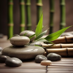 Fototapeta na wymiar Bamboo and stones in a wellness spa, relax and rest, Generative AI