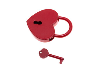 red heart padlock isolated