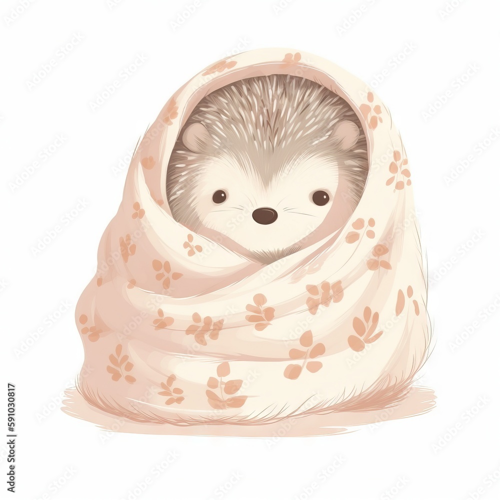 Aufkleber a hedge in a blanket with paw prints on it's face and a paw print on the bottom of the blanket, cove