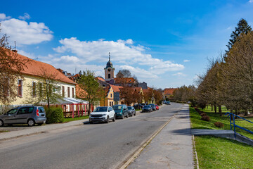 Obraz premium Springtime in little town Tyn nad Vltavou, Czechia