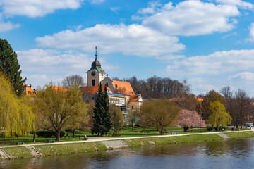 Obraz premium Springtime in little town Tyn nad Vltavou, Czechia