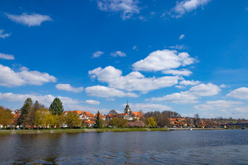 Obraz premium Springtime in little town Tyn nad Vltavou, Czechia