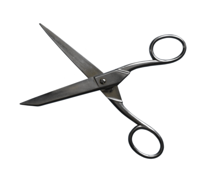A pair of standard scissors isolated on the transparent background