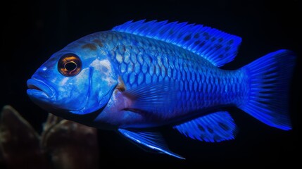 Striking African Cichlid with Electric Blue Coloring