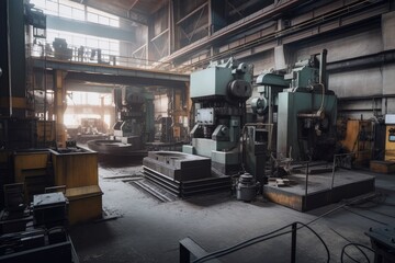Fototapeta premium modern foundry with large, automated equipment and advanced production techniques, created with generative ai