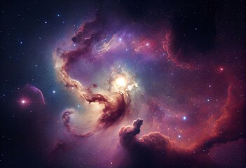 Universe filled with stars, deep space nebula and galaxy. Generative AI