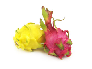 Different pitahaya fruits isolated on white background	