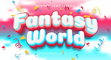 Fantasy world editable vector text effect. Happy colorful theme text style effect.