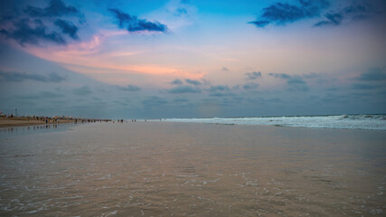 sunset over the bay of bengal, puri