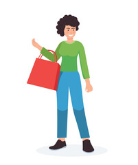 people shopping. woman with shopping bags illustration	
