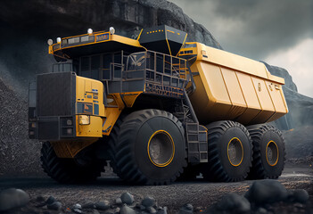illustration of dig a coal mine underground for mining mineral ,hard work industrial concept. ai