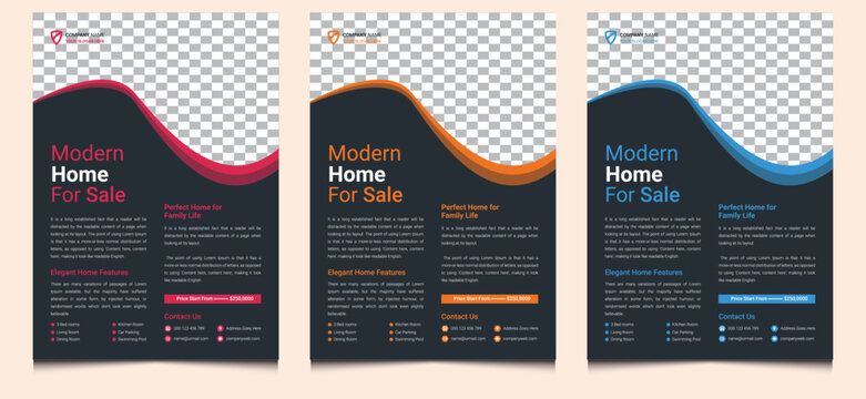 Elegant luxury modern creative corporate professional company abstract real estate property home for sale business flyer design template.