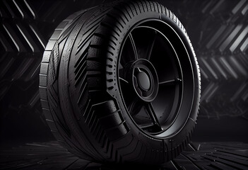 illustration of new tire on black background for change tires concept . ai