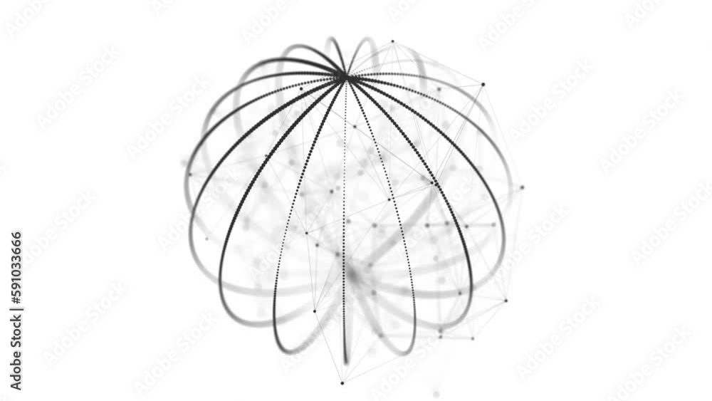 Poster futuristic sphere made of particles. flow of atoms in cyberspace. space energy concept. 3d rendering