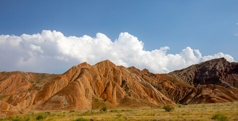 Rainbow Hills. Wonderful rocks in the westernmost part of Turkey in summer. Tuzluca countryside - Igdir - Turkey