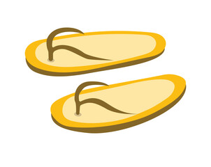 Concept Footwear yellow flip flops shoes. This illustration features a pair of bright yellow flip flops, perfect for the beach or casual outings. Vector illustration.