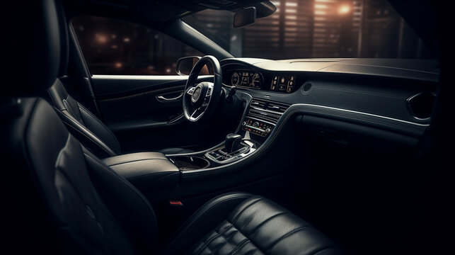 Modern luxury car interior details. Generative Ai