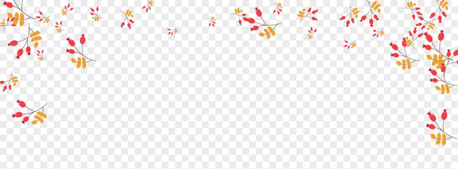 Pink Herb Background Transparent Vector. Foliage Forest Design. Yellow Leaves Decoration. Isolated Template. Leaf November.